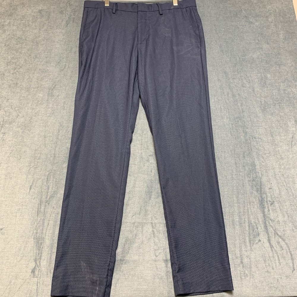 Perry Ellis Portfolio Tech Dress Pants Mens 34x32 Blue Very Slim Fit Office Wear